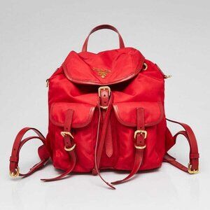 Prada Rosso Re-Nylon Small Backpack Bag - 1BZ677